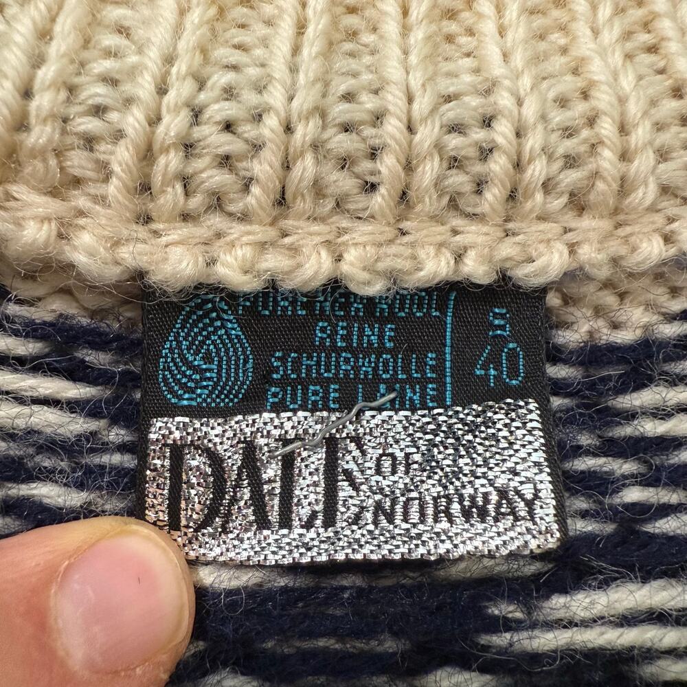 Dale of Norway Vintage Women's Sweater Cardigan Wool‎ Nordic Cream Blue Small - Picture 3 of 9